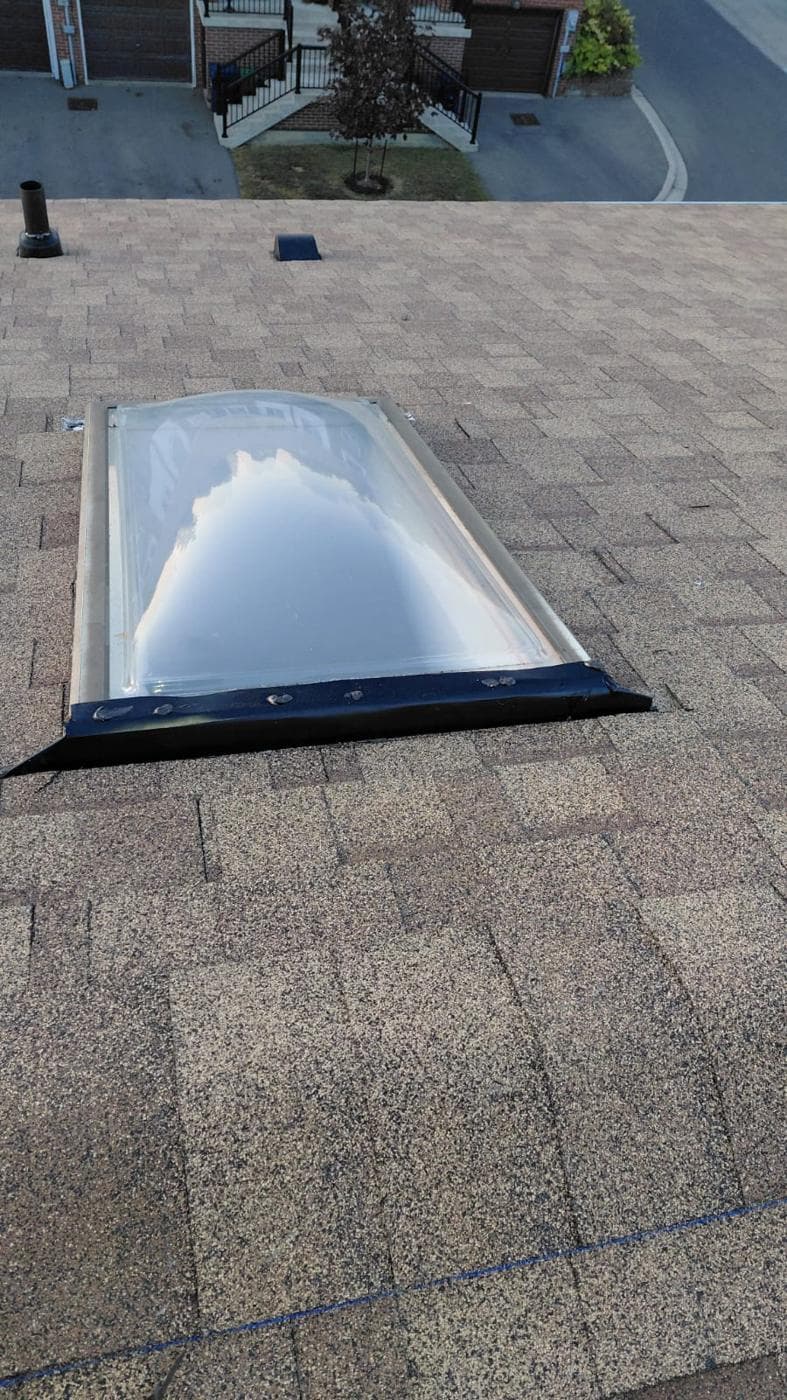 Dome skylight flashing and shingles
